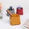 Förvaringspåsar Nordic ins Leather Pu Box Desktop Makeup Brush Pen Holder Creative Folding Portable