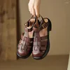 Chaussures décontractées 2024 Femmes printanières Sandales en cuir naturel 22-24,5 cm