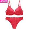 Bras Set Femmes Sexy Lace Big Size Bra Set Plus taille Push Up Underwear Set 7 Color Push Up Bra Brief Set C D Cup Brassiere Panty Set Y240513