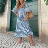 Sukienki swobodne Długa sukienka Latarna z drukowanym dużym rąbkiem do handlu zagranicznego Amazon Women's Clothing