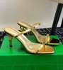 Italië merk Veneta muilezel knoop sandaal muilezel vrouwen schoenen goud afgewerkt metalen hakken lederen enkelband dame elegant wandelen EU35-43