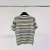 Gaoding 24 Spring/Summer New Xiaoxiang Färgglad rand Kortärmad stickad kläder mångsidig smal fit rund nacke pullover för kvinnor