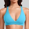 Bras Deep V Neck Sports For Women Strap Padded Bra Sexy Wireless Yoga Female Solid Color Non