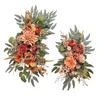 Fleurs décoratives 2 pièces de mariage arc couronne de swag floral fond de toile de fond de soie suspendue à la main pour la cérémonie de décoration de porte d'entrée mur d'ornement