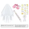Bridal Veils Bachelorette Party Decorations Kit Shower Supplies Bride To Be Sash Glasses Veil Brooch & Tribe Tattoos