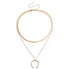 Designer Gold e 925 Silver Fashion Gift Collane Woman Jewelry Collana Designer Bilayer Crescent Crescent Crescent With Elegant Box Insect 095 XL