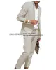 Men's Suits 2024 Linen Suit For Men 2-Piece Casual Slim Fit Summer Beach Vintage Wedding Groom Blazer Pants Set