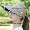 Breda randen hattar trendiga pärlstav blommor dekor visir hatt för kvinnor och flickor - hopfällbart UV -skydd perfekt sommar utomhusaktiviteter