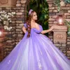 Purple Off The Shoulder Princess Ball Gown Quinceanera Dress Applique Lace Beads Tull Sweet 16 Dress vestidos Birthday Party Gown