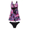 Frauen Badebekleidung Ladies Summer Beach Mode Split Blumendruck großer Badeanzug Junioren Frau Schwimmanzug mit Shorts Top Medium