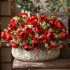 Fleurs décoratives 32 cm American Artificiel Flower Floke Floke Small Peony Silk Home Wedding Decoration Salon Fake