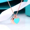 S925 Silver TiffanyJewelry Heart Pendants Email Love Double Collier Femelle CNC Steel Se joint Sceau 18K Real Gol