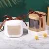 Envoltura de regalo 20pcs/lote blanco/marrón Hexagon Box Window Window Cajas de papel Kraft para empaquetar suministros de fiesta de bodas de caramelo