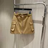 Юбки дизайнер бренд 2024 весна/лето новая треугольная железная лейбл ремень Zipper Split юбка женская работа в стиле работы двойной карман модный короткий BPF3