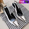 Kadın Tasarımcı Topuklar Elbise Ayakkabı Box Avenue Patent Deri Slingback Pompalar YS Sandalet Siyah Beyaz Lila Leylak Bayanlar Moda Klasik Stiletto Topuk Sandal