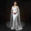 Wedding Hair Jewelry Womens Cape Bridal Cloak Veils Long Cathedral Style Wedding Shawl Wedding Dress Accessories for Shoulder Decoration 3D Flowers Bolero VPG20