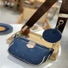 3-piece set Blue Denim Flowers Lou bag Designers bag Shoulder Bags Women Messenger Bags Cosmetic Handbags Qfqmt