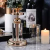 Kerzenhalter Nordic Creative Retro Gold Candlestick Kristallhalter Glas Hochzeitsmittelstücke für Tische Aredamento Casa Moderno D.