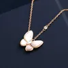 Bijoux de créateurs Luxury Vanca Accessoires Natural Mother Shell Shell Luxury Candarbone White Mother Butterfly Femme 925 Silver Rose Gold Pendant Collier