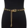 Correias da cintura Celra nova Corrente de fivela de segurança de metal exclusiva Correia de fivela para feminino liga de moda fino dourado Belt Belt Jeans Dress Q240511