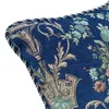 Oreiller luxe floral fleur fleur fleur tissé Jacqard Case chenille corde 45x45cm couverture bleu foncé Soft Venture par morceaux