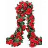 Fleurs décoratives 1pack Vin de rose artificielle fausse guirlande suspendue pour le mariage arc jardin maison chambre de bureau décor d'art mural