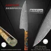 Kockkniv Kök Knife Claaver Butcher Knife Japanese Damascus VG10 Steel Octagonal Stabiliserat trähandtag Skarp kokkniv