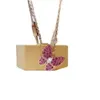 Bijoux de créateurs Luxury accessoires Vanca Collier papillon 925 Silver 18K Gold Diamond Set Double papillon rose Diamond Butterfly Collier d'oreilles