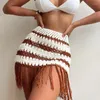Sexig Tassel Beach Dress for Women Swimders Crochet Patchwork Swim Skirt Woman Hollow Out Fashion Beachwear