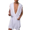 Herren Sommermilch Seiden Badezimmer Hoodie Hülsen und Badezimmer Pyjamas Gewichtsverlust mit mittlerer Länge Home Clothing 240508