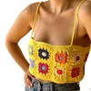 Damestanks etnische bloemengewassen Tub Top voor vrouwen gehaakt gebreide strappy strand camisole