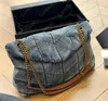 Luxury Designer Quilted Tote Bags Fashion Solid Color Jeans Denim Bags Shoulder Crossbody Bag Girl Chain Handbag