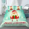 Ensembles de literie 2024 Santa Claus Christmas Set 2 / 3pcs Couvre de couverture d'oreiller Twin Coubit complet Coup de lit Kids Luxury Home Textile