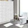 Rideaux de douche Géométrique Résumé Dot blanc rideau noir Match noir peint à la main décor de salle de bain intérieure de salle de bain antidérapante tapis de bain