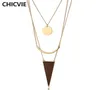 Chicvie Nouveau arrivée triangle en bois Pendant couches Colliers Femme Vintage Accessoires Colliers Pendants pour femmes SNE1700274412320