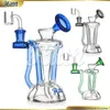 Hittn 6 Inches Recycler Dab Rig Water Pipe Heady Glass Smoking Recycler Bong Oil Rigs with 14mm Quartz Banger Green Blue Black
