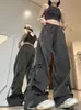 Frauenhose Capris JMPRS Harajuku Grey Cargo Hosen Frauen Hip Hop Strtwear Straighthose Vintage American Loose Big Taschen BF Wide Leghose Y240509