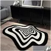 Dywany Kreatywny salon dywan czarno -biały w paski do dekoracji domowej sypialnia puszysta p puszysty p puszki na matę niestandardową rozmiar 240125 dhxy2