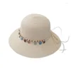 Beretten ouder-kind modieuze zomerzon hoeden dames vrouwen casual bowknot decoraties strovisor cap voor vakantie zee