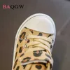 Tênis de tênis sapatos de garotas de outono leopardo crianças casuais botas de botas