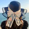 Faltbare Big Bim Floppy Girls Strohhut Sonnenhut mit Bug Eleganter Schutz Schatten Mode Frauen Strandhut