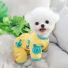 Hundklädbjörn tryckt kläder Oet Four Legged Yorkshire Warm Pullover Winter Teddy Puppy Cartoon One Piece One Piece