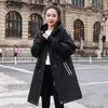 Jackets femininos Spring e outono Longo Trench Coat Women Casual Mangas soltas Simples tudo com mulher com capuz Cardigan