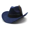 Nouveau chapeau de cowboy mode et Unisexe Solid Jazz Hat avec une décoration en forme de vache Western Cowboy Hat Sorero Hombre