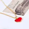 Pendant Necklaces New Fashion Retro New Gossip Girl Serena Red Heart Pendant Necklace Clavicle Chain Model Wholesale J240513