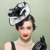 Boinas vintage Black Wedding Bridal Hats for Women Feathers Fascinators com Acessórios para Cabelos de Cabeça de Gardeeiro 2024