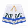 Rhude High End Designer Shorts för Chaopai High Street Trend Sunset Letter Printing Color Block Sport Casual Mens Short With 1: 1 Original Etiketter