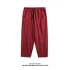 100% bawełniane spodnie kostki Summer Casual Pants Man Trendy Japońskie luźne spodnie mężczyźni 240513