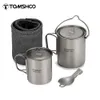 TOMSHOO 3-częściowy zestaw naczyń kuchennych Ultralight 750 ml puszka 450 ml kubka na wodę z składaniem pokrywki na plecak na kemping na świeżym powietrzu 240425