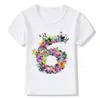 Enfants Summer Flower Butterfly 19 Numéro d'anniversaire Impression T-shirt Boy Tshirts Girl Funny Gift Short à manches à manches